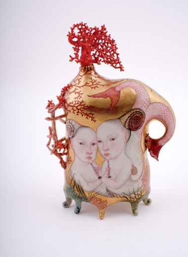 Irina Zaytceva Russian, b 1957 Twins, 2013 Porcelain 10 3/4 x 7 1/4 x 3 5/8 inches Collection of Dr. Robert and Deanna Harris Burger