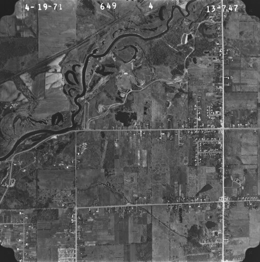 Ariel view of the Flint River in the area that became Mott Lake